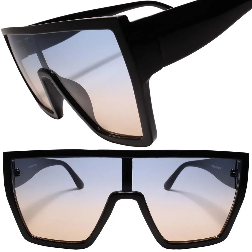 Dapper Clubbing Flat Top 80s 90s Hip Mens Womens Blue Lens Sunglasses